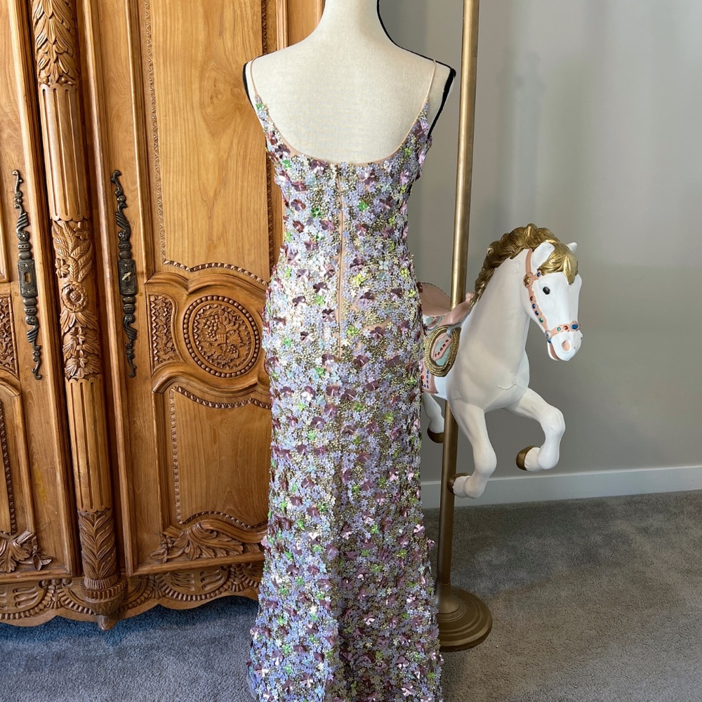 NWT Mac Duggal [6] 6153 Multicolor Sleeveless Floral Paillette Embellished Gown - Picture 6 of 12